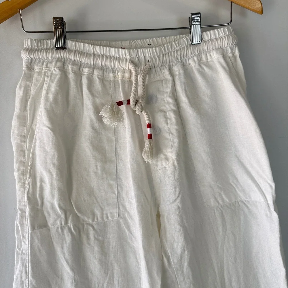 MC2 Saint Barth 100% Linen Lounge Pants Mens Small White Drawstring Straight Leg